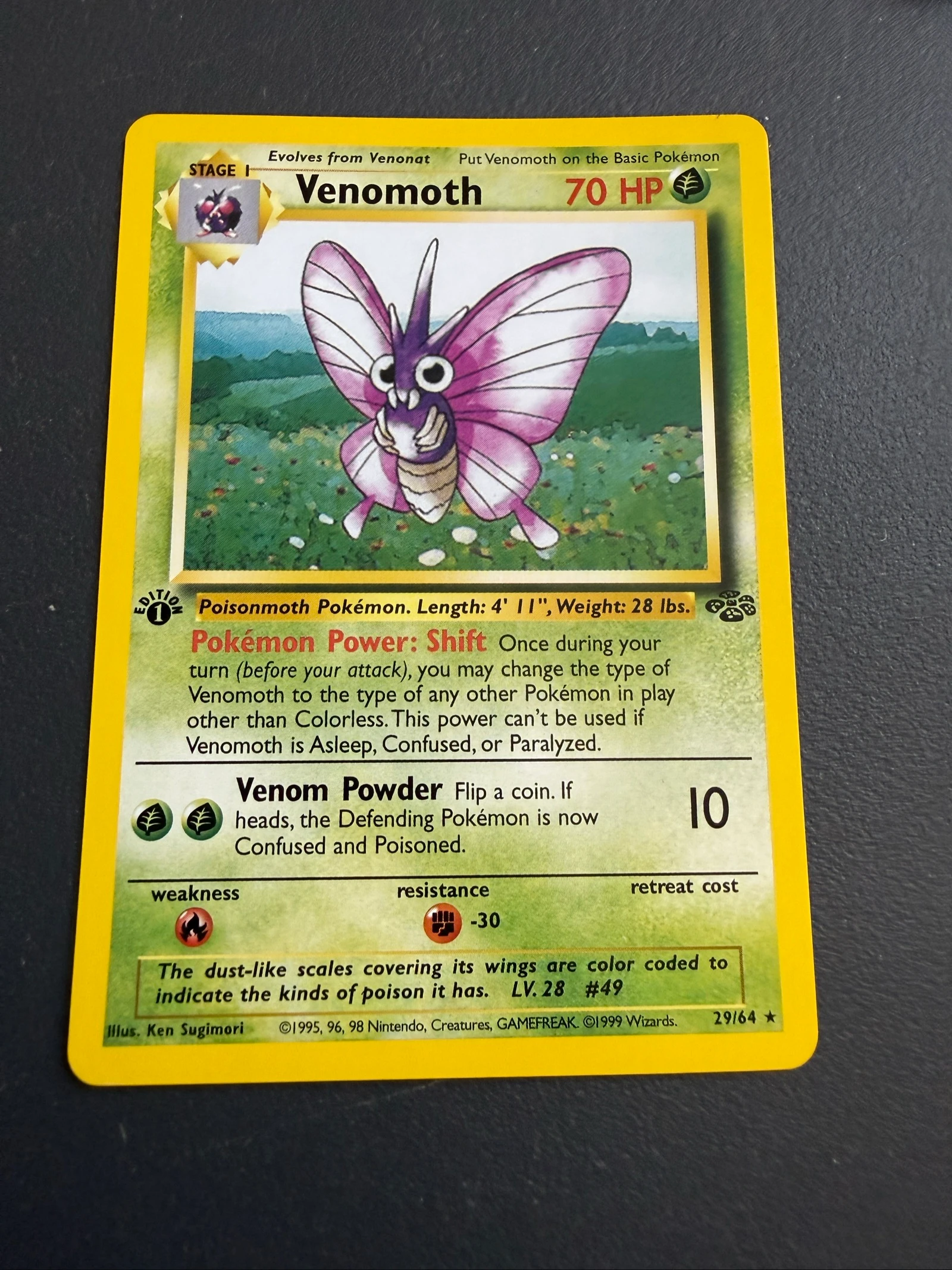 Carta Pokemon venomoth base set Jungle First Edition 